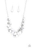 Full Out Fringe - White Necklace - Paparazzi Accessories Necklace Bedazzle Me Pretty Mobile Fashion Boutique