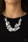 Full Out Fringe - White Necklace - Paparazzi Accessories Necklace Bedazzle Me Pretty Mobile Fashion Boutique