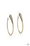 Fully Loaded - Brass Earrings - Paparazzi Accessories Earrings Bedazzle Me Pretty Mobile Fashion Boutique