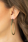 Fully Loaded - Brass Earrings - Paparazzi Accessories Earrings Bedazzle Me Pretty Mobile Fashion Boutique
