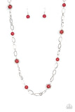 Fundamental Fashion - Red Necklace - Paparazzi Accessories Necklace Bedazzle Me Pretty Mobile Fashion Boutique
