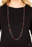 Fundamental Fashion - Red Necklace - Paparazzi Accessories Necklace Bedazzle Me Pretty Mobile Fashion Boutique