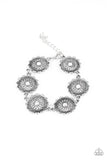 Funky Flower Child - White Bracelet - Paparazzi Accessories Bracelet Bedazzle Me Pretty Mobile Fashion Boutique