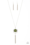 Funky Fringe - Green Necklace - Paparazzi Accessories Necklace Bedazzle Me Pretty Mobile Fashion Boutique
