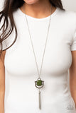 Funky Fringe - Green Necklace - Paparazzi Accessories Necklace Bedazzle Me Pretty Mobile Fashion Boutique