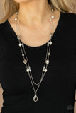 Gala Goals - White Lanyard Lanyard - Paparazzi Accessories Lanyard Bedazzle Me Pretty Mobile Fashion Boutique