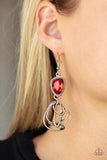 Galactic Drama - Red Earrings - Paparazzi Accessories Earrings Bedazzle Me Pretty Mobile Fashion Boutique