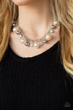 Galactic Gala - White Necklace - Paparazzi Accessories Necklace Bedazzle Me Pretty Mobile Fashion Boutique