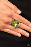Galactic Garden - Green Ring - Paparazzi Accessories Ring Bedazzle Me Pretty Mobile Fashion Boutique