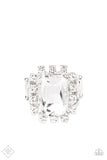 Galactic Glamour - White Ring - Paparazzi Accessories Ring Bedazzle Me Pretty Mobile Fashion Boutique