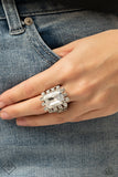 Galactic Glamour - White Ring - Paparazzi Accessories Ring Bedazzle Me Pretty Mobile Fashion Boutique