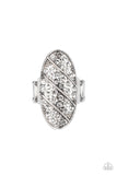 Galactic Glitz - White Ring - Paparazzi Accessories Ring Bedazzle Me Pretty Mobile Fashion Boutique