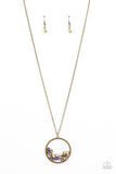 Galactic Glow - Brass Necklace - Paparazzi Accessories Necklace Bedazzle Me Pretty Mobile Fashion Boutique