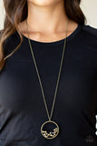 Galactic Glow - Brass Necklace - Paparazzi Accessories Necklace Bedazzle Me Pretty Mobile Fashion Boutique