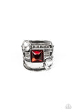 Galactic Governess - Red Ring - Paparazzi Accessories Ring Bedazzle Me Pretty Mobile Fashion Boutique