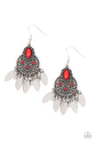 Galapagos Glamping - Red Earrings - Paparazzi Accessories Earrings Bedazzle Me Pretty Mobile Fashion Boutique