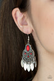 Galapagos Glamping - Red Earrings - Paparazzi Accessories Earrings Bedazzle Me Pretty Mobile Fashion Boutique
