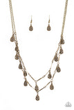 Galapagos Gypsy - Brass Necklace - Paparazzi Accessories Necklace Bedazzle Me Pretty Mobile Fashion Boutique