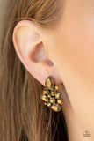 Galaxy Glimmer - Brass Post Earrings - Paparazzi Accessories Earrings Bedazzle Me Pretty Mobile Fashion Boutique