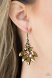 Galaxy Grandeur - Brass Earrings - Paparazzi Accessories Earrings Bedazzle Me Pretty Mobile Fashion Boutique