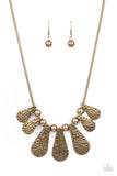 Gallery Goddess - Brass Necklace - Paparazzi Accessories Necklace Bedazzle Me Pretty Mobile Fashion Boutique