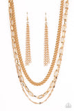 Galvanized Grit - Gold Necklace - Paparazzi Accessories Necklace Bedazzle Me Pretty Mobile Fashion Boutique