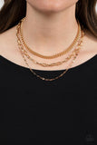 Galvanized Grit - Gold Necklace - Paparazzi Accessories Necklace Bedazzle Me Pretty Mobile Fashion Boutique
