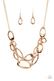 Game OVAL - Gold Necklace - Paparazzi Accessories Necklace Bedazzle Me Pretty Mobile Fashion Boutique