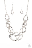Game OVAL - Silver Necklace - Paparazzi Accessories Necklace Bedazzle Me Pretty Mobile Fashion Boutique