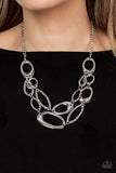 Game OVAL - Silver Necklace - Paparazzi Accessories Necklace Bedazzle Me Pretty Mobile Fashion Boutique