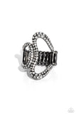 Gap Year - Black Ring - Paparazzi Accessories Ring Bedazzle Me Pretty Mobile Fashion Boutique
