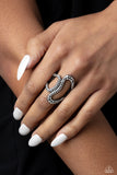 Gap Year - Black Ring - Paparazzi Accessories Ring Bedazzle Me Pretty Mobile Fashion Boutique