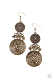 Garden Adventure - Brass Earrings - Paparazzi Accessories Earrings Bedazzle Me Pretty Mobile Fashion Boutique