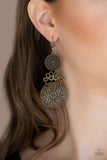 Garden Adventure - Brass Earrings - Paparazzi Accessories Earrings Bedazzle Me Pretty Mobile Fashion Boutique