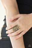 Garden Bliss - Brass Ring - Paparazzi Accessories Ring Bedazzle Me Pretty Mobile Fashion Boutique