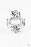 Garden Dew - White Ring - Paparazzi Accessories Ring Bedazzle Me Pretty Mobile Fashion Boutique