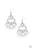 Garden Dream - White Earrings - Paparazzi Accessories Earrings Bedazzle Me Pretty Mobile Fashion Boutique