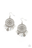 Garden Dreamcatcher - White Earrings - Paparazzi Accessories Earrings Bedazzle Me Pretty Mobile Fashion Boutique