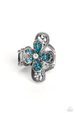 Garden Escapade - Blue Ring - Paparazzi Accessories Ring Bedazzle Me Pretty Mobile Fashion Boutique