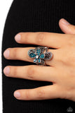 Garden Escapade - Blue Ring - Paparazzi Accessories Ring Bedazzle Me Pretty Mobile Fashion Boutique