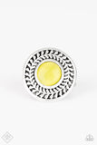 Garden Garland - Yellow Ring - Paparazzi Accessories Ring Bedazzle Me Pretty Mobile Fashion Boutique