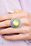 Garden Garland - Yellow Ring - Paparazzi Accessories Ring Bedazzle Me Pretty Mobile Fashion Boutique