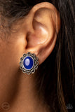 Garden Gazebo - Blue Clip-On Earrings - Paparazzi Accessories Clip-On Earrings Bedazzle Me Pretty Mobile Fashion Boutique