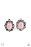 Garden Gazebo - Pink Clip-On Earrings - Paparazzi Accessories Clip-On Bedazzle Me Pretty Mobile Fashion Boutique