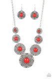 Garden Glade - Red Necklace - Paparazzi Accessories Necklace Bedazzle Me Pretty Mobile Fashion Boutique