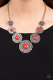 Garden Glade - Red Necklace - Paparazzi Accessories Necklace Bedazzle Me Pretty Mobile Fashion Boutique