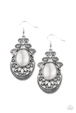 Garden Gondola Ride - White Earrings - Paparazzi Accessories Earrings Bedazzle Me Pretty Mobile Fashion Boutique