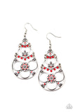 Garden Melody - Red Earrings - Paparazzi Accessories Earrings Bedazzle Me Pretty Mobile Fashion Boutique