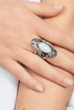 Garden Oasis - White Ring - Paparazzi Accessories Ring Bedazzle Me Pretty Mobile Fashion Boutique