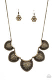 Garden Pixie - Brass Necklace - Paparazzi Accessories Necklace Bedazzle Me Pretty Mobile Fashion Boutique